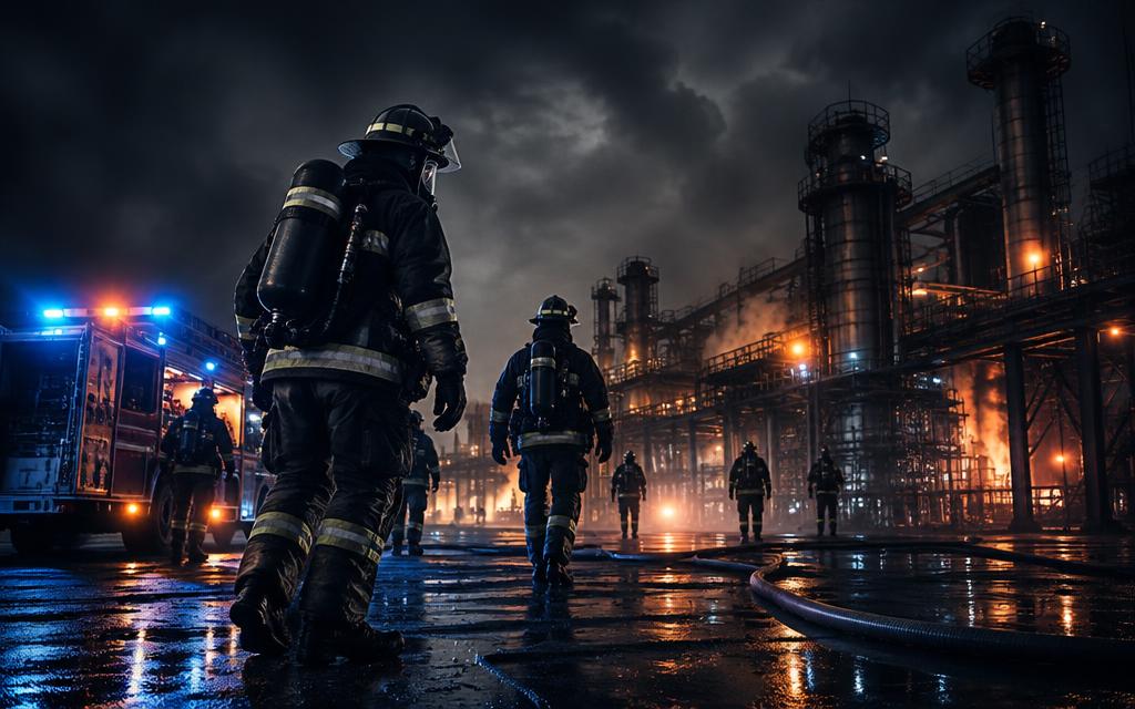 Equipo de bomberos interviniendo en una instalación industrial